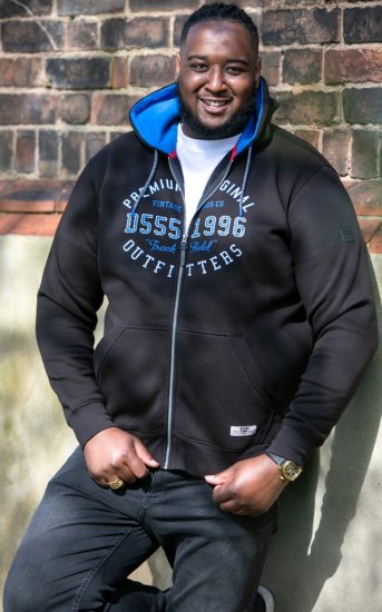 D555 LINGARD Full Zip Hoody With Original Chest Print Black - φούτερ/Φούτερ με κουκούλα - φούτερ/Φούτερ με κουκούλα ανδρικά μεγάλα μεγέθη 
