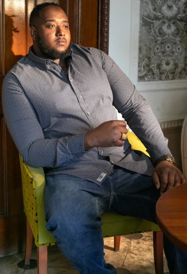 D555 MORGAN Micro AOP Long Sleeve Shirt With Concealed Button Down Collar Navy - Πουκάμισα - Aνδρικά πουκαμισα μεγαλα μεγάλα μεγέθη