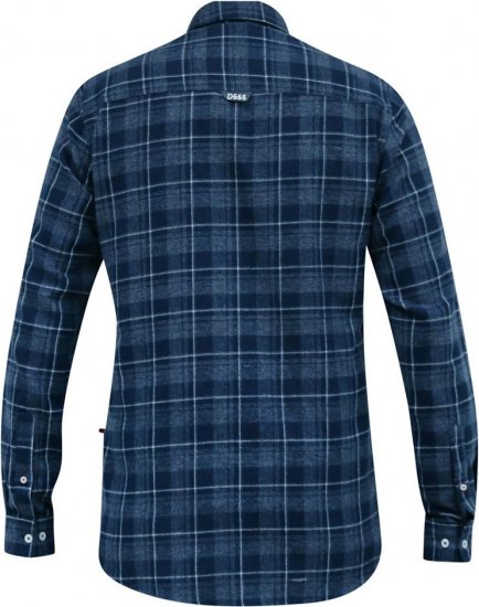 D555 SONNY Navy Check Long Sleeve Shirt With Chest Patch Pocket & Button Down Collar Navy Check - Πουκάμισα - Aνδρικά πουκαμισα μεγαλα μεγάλα μεγέθη