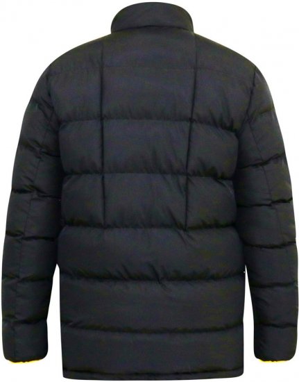 D555 CRISTIANO Puffer Jacket With Binding On Cuffs And Embroidery Badge On Sleeve Black - Μπουφάν - Aνδρικά μπουφαν μεγάλα μεγέθη