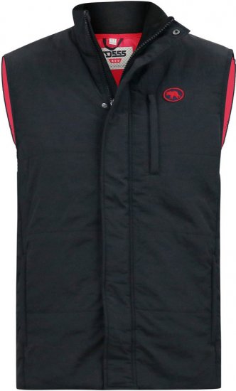 D555 FELIPE Zip Through Padded Gilet With Contrast Colour Lining And Rubber Badge Black - Μπουφάν - Aνδρικά μπουφαν μεγάλα μεγέθη