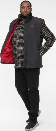 D555 FELIPE Zip Through Padded Gilet With Contrast Colour Lining And Rubber Badge Black - Μπουφάν - Aνδρικά μπουφαν μεγάλα μεγέθη