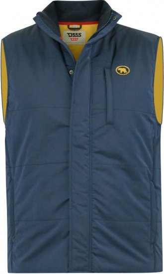 D555 FELIPE Zip Through Padded Gilet With Contrast Colour Lining And Rubber Badge Navy - Μπουφάν - Aνδρικά μπουφαν μεγάλα μεγέθη