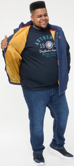 D555 FELIPE Zip Through Padded Gilet With Contrast Colour Lining And Rubber Badge Navy - Μπουφάν - Aνδρικά μπουφαν μεγάλα μεγέθη