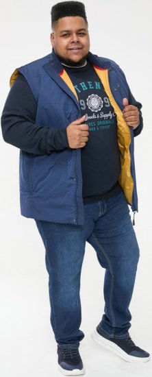 D555 FELIPE Zip Through Padded Gilet With Contrast Colour Lining And Rubber Badge Navy - Μπουφάν - Aνδρικά μπουφαν μεγάλα μεγέθη