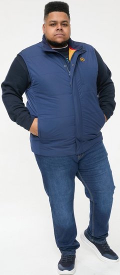 D555 FELIPE Zip Through Padded Gilet With Contrast Colour Lining And Rubber Badge Navy - Μπουφάν - Aνδρικά μπουφαν μεγάλα μεγέθη