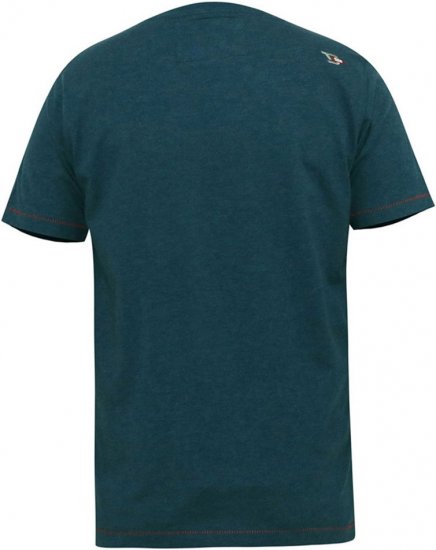 D555 NEAL Skull With Flames Printed Crew Neck T-Shirt Navy/Blue Twist - Μακό μπλουζάκια - Aνδρικά μπλουζεσ μεγάλα μεγέθη