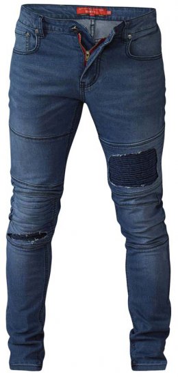 D555 Newport Tapered Fit Biker Jeans Blue - Τζιν και παντελόνια - Aνδρικα τζιν παντελόνια μεγάλα μεγέθη