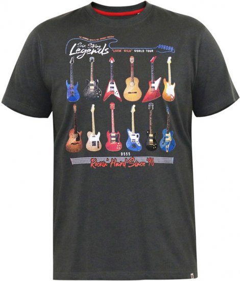 D555 JAIDEN Legends Guitar Printed Crew Neck T-Shirt Khaki - Μακό μπλουζάκια - Aνδρικά μπλουζεσ μεγάλα μεγέθη