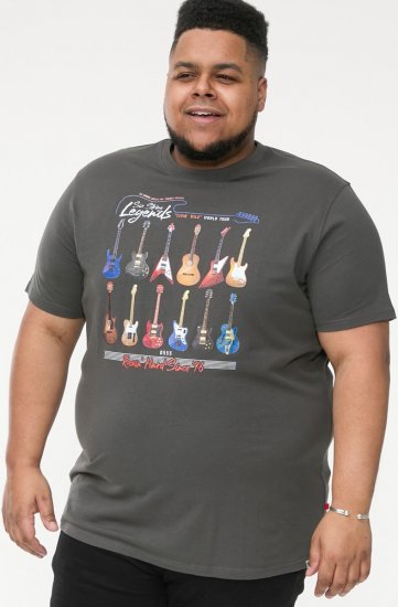 D555 JAIDEN Legends Guitar Printed Crew Neck T-Shirt Khaki - Μακό μπλουζάκια - Aνδρικά μπλουζεσ μεγάλα μεγέθη