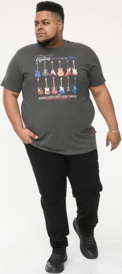 D555 JAIDEN Legends Guitar Printed Crew Neck T-Shirt Khaki - Μακό μπλουζάκια - Aνδρικά μπλουζεσ μεγάλα μεγέθη