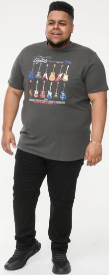 D555 JAIDEN Legends Guitar Printed Crew Neck T-Shirt Khaki - Μακό μπλουζάκια - Aνδρικά μπλουζεσ μεγάλα μεγέθη