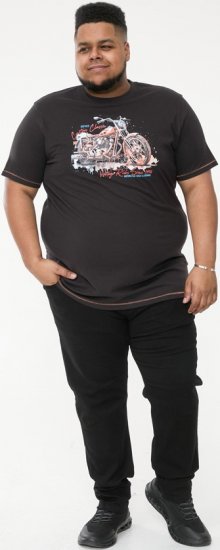 D555 LORNE Motor Bike Splatter Printed Crew Neck T-Shirt Washed Black - Μακό μπλουζάκια - Aνδρικά μπλουζεσ μεγάλα μεγέθη