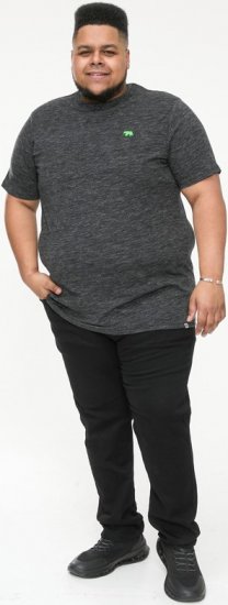 D555 ORSTON Reno Fabric Crew Neck T-Shirt With Chest Embroidery Black Reno - Μακό μπλουζάκια - Aνδρικά μπλουζεσ μεγάλα μεγέθη