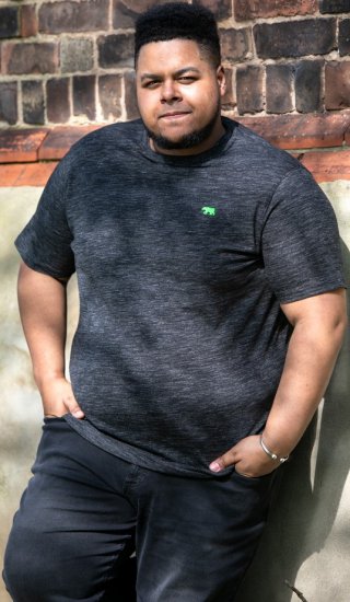 D555 ORSTON Reno Fabric Crew Neck T-Shirt With Chest Embroidery Black Reno - Μακό μπλουζάκια - Aνδρικά μπλουζεσ μεγάλα μεγέθη