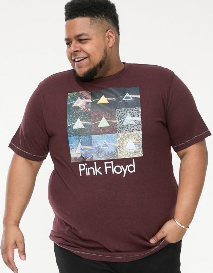 D555 DIVISION Official Pink Floyd Printed T-Shirt Burgundy - Μακό μπλουζάκια - Aνδρικά μπλουζεσ μεγάλα μεγέθη
