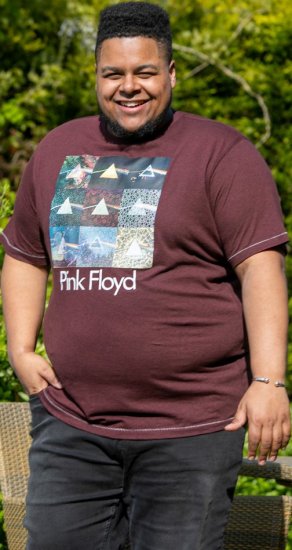 D555 DIVISION Official Pink Floyd Printed T-Shirt Burgundy - Μακό μπλουζάκια - Aνδρικά μπλουζεσ μεγάλα μεγέθη
