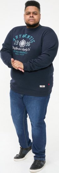 D555 KEYWORTH Authentic Printed Crew Neck Sweatshirt Navy - φούτερ/Φούτερ με κουκούλα - φούτερ/Φούτερ με κουκούλα ανδρικά μεγάλα μεγέθη 