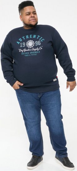 D555 KEYWORTH Authentic Printed Crew Neck Sweatshirt Navy - φούτερ/Φούτερ με κουκούλα - φούτερ/Φούτερ με κουκούλα ανδρικά μεγάλα μεγέθη 