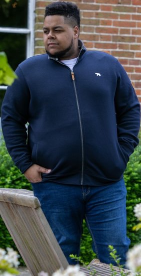 D555 NASHUA Zip Through Sweatshirt In Fleece Navy - φούτερ/Φούτερ με κουκούλα - φούτερ/Φούτερ με κουκούλα ανδρικά μεγάλα μεγέθη 