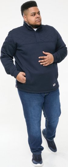 D555 SWANN Quarter Neck Sweatshirt With Quilted Top Panel Navy - φούτερ/Φούτερ με κουκούλα - φούτερ/Φούτερ με κουκούλα ανδρικά μεγάλα μεγέθη 