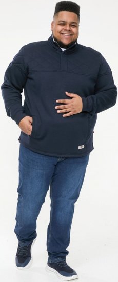 D555 SWANN Quarter Neck Sweatshirt With Quilted Top Panel Navy - φούτερ/Φούτερ με κουκούλα - φούτερ/Φούτερ με κουκούλα ανδρικά μεγάλα μεγέθη 