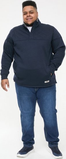 D555 SWANN Quarter Neck Sweatshirt With Quilted Top Panel Navy - φούτερ/Φούτερ με κουκούλα - φούτερ/Φούτερ με κουκούλα ανδρικά μεγάλα μεγέθη 
