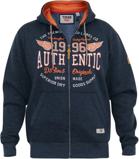 D555 HAMILTON Full Zip Hoody With Authentic 1996 Chest Print Denim - φούτερ/Φούτερ με κουκούλα - φούτερ/Φούτερ με κουκούλα ανδρικά μεγάλα μεγέθη 