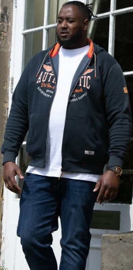 D555 HAMILTON Full Zip Hoody With Authentic 1996 Chest Print Denim - φούτερ/Φούτερ με κουκούλα - φούτερ/Φούτερ με κουκούλα ανδρικά μεγάλα μεγέθη 