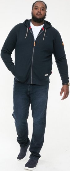 D555 IRVIN Full Zip Jacquard Hoody With Chest Embroidery Navy - φούτερ/Φούτερ με κουκούλα - φούτερ/Φούτερ με κουκούλα ανδρικά μεγάλα μεγέθη 
