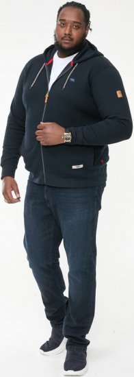 D555 IRVIN Full Zip Jacquard Hoody With Chest Embroidery Navy - φούτερ/Φούτερ με κουκούλα - φούτερ/Φούτερ με κουκούλα ανδρικά μεγάλα μεγέθη 