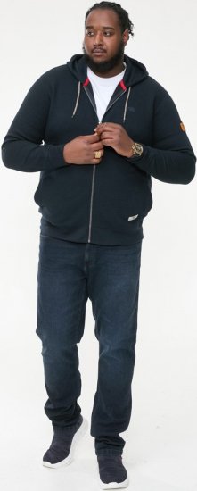 D555 IRVIN Full Zip Jacquard Hoody With Chest Embroidery Navy - φούτερ/Φούτερ με κουκούλα - φούτερ/Φούτερ με κουκούλα ανδρικά μεγάλα μεγέθη 