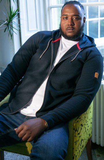 D555 IRVIN Full Zip Jacquard Hoody With Chest Embroidery Navy - φούτερ/Φούτερ με κουκούλα - φούτερ/Φούτερ με κουκούλα ανδρικά μεγάλα μεγέθη 