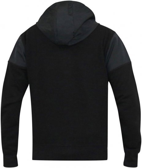 D555 DEAN Couture Zip Through Hoody With Woven Contrast Fabric Trim Black - φούτερ/Φούτερ με κουκούλα - φούτερ/Φούτερ με κουκούλα ανδρικά μεγάλα μεγέθη 