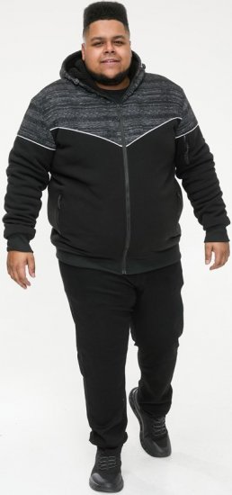D555 HENNESSEY Zip Through Hoody With Sherpa Lining Black - φούτερ/Φούτερ με κουκούλα - φούτερ/Φούτερ με κουκούλα ανδρικά μεγάλα μεγέθη 