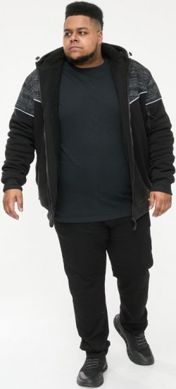 D555 HENNESSEY Zip Through Hoody With Sherpa Lining Black - φούτερ/Φούτερ με κουκούλα - φούτερ/Φούτερ με κουκούλα ανδρικά μεγάλα μεγέθη 