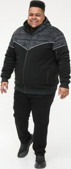 D555 HENNESSEY Zip Through Hoody With Sherpa Lining Black - φούτερ/Φούτερ με κουκούλα - φούτερ/Φούτερ με κουκούλα ανδρικά μεγάλα μεγέθη 