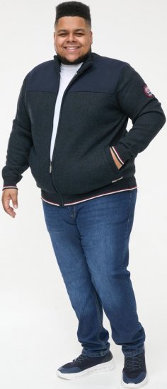 D555 ABERDARE Knitted Zip Through Sweater With Bonded Check Lining Navy Marl - φούτερ/Φούτερ με κουκούλα - φούτερ/Φούτερ με κουκούλα ανδρικά μεγάλα μεγέθη 