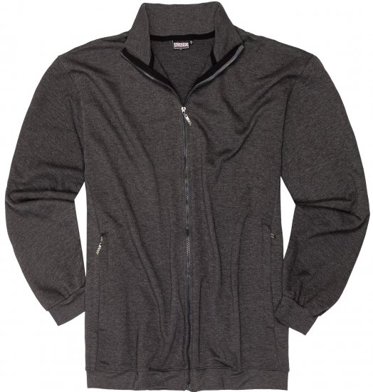Adamo Athen Sweat Jacket with Full Zipper Charcoal - φούτερ/Φούτερ με κουκούλα - φούτερ/Φούτερ με κουκούλα ανδρικά μεγάλα μεγέθη 