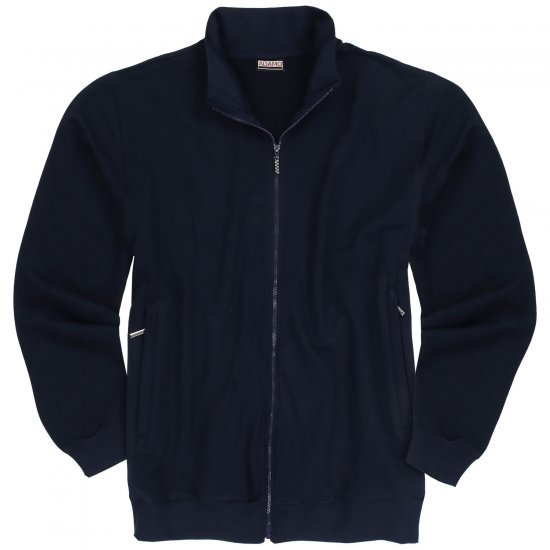 Adamo Athen Sweat Jacket with Full Zipper Navy - φούτερ/Φούτερ με κουκούλα - φούτερ/Φούτερ με κουκούλα ανδρικά μεγάλα μεγέθη 