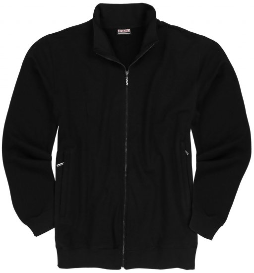 Adamo Athen Sweat Jacket with Full Zipper Black - φούτερ/Φούτερ με κουκούλα - φούτερ/Φούτερ με κουκούλα ανδρικά μεγάλα μεγέθη 