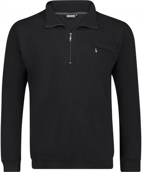 Adamo Athen Sweatshirt Half Zipper Black - φούτερ/Φούτερ με κουκούλα - φούτερ/Φούτερ με κουκούλα ανδρικά μεγάλα μεγέθη 