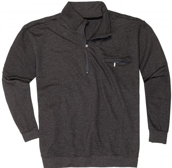 Adamo Athen Sweatshirt Half Zipper Charocal - φούτερ/Φούτερ με κουκούλα - φούτερ/Φούτερ με κουκούλα ανδρικά μεγάλα μεγέθη 