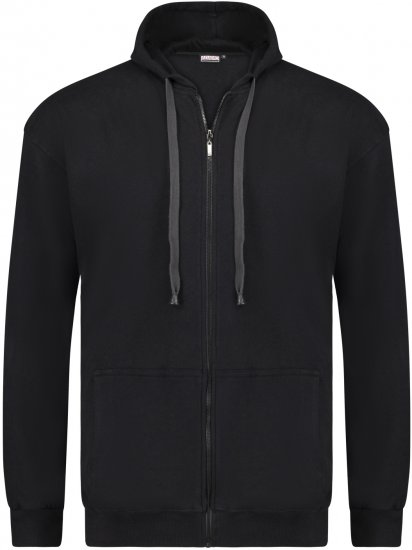Adamo Athen Hoodie with Zipper Black - φούτερ/Φούτερ με κουκούλα - φούτερ/Φούτερ με κουκούλα ανδρικά μεγάλα μεγέθη 