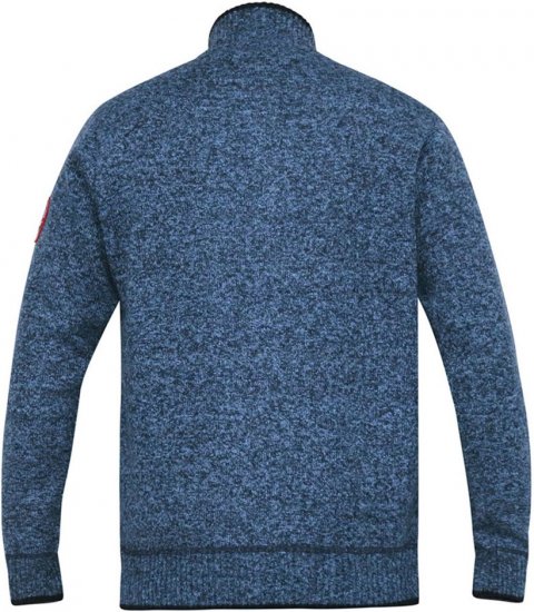 D555 ECCLES Cable Knitted Zip Through Sweater With Bonded Check Lining Denim Marl - φούτερ/Φούτερ με κουκούλα - φούτερ/Φούτερ με κουκούλα ανδρικά μεγάλα μεγέθη 