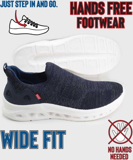 D555 Blyth 2 Kingsize Hands Free Shoes With Knitted Top Navy - Ανδρικά Παπούτσια 40-52 - Ανδρικά Παπούτσια & Sneakers 40-52