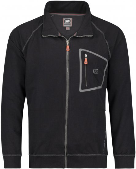 Adamo Manuel Sweatshirt with Zipper Black - φούτερ/Φούτερ με κουκούλα - φούτερ/Φούτερ με κουκούλα ανδρικά μεγάλα μεγέθη 