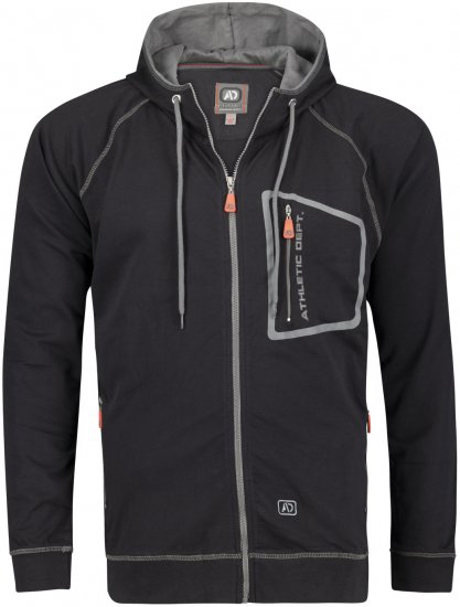 Adamo Michael Hoodie with Zipper Black - φούτερ/Φούτερ με κουκούλα - φούτερ/Φούτερ με κουκούλα ανδρικά μεγάλα μεγέθη 