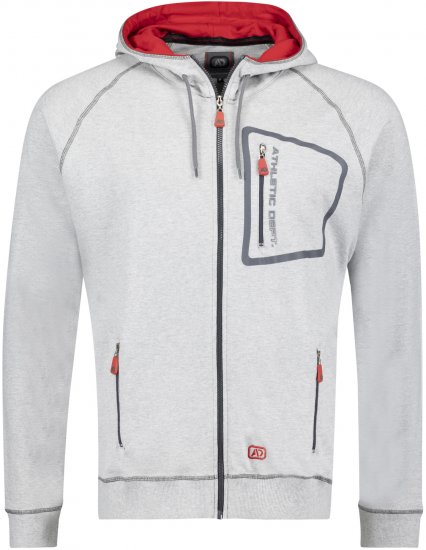 Adamo Michael Hoodie with Zipper Grey - φούτερ/Φούτερ με κουκούλα - φούτερ/Φούτερ με κουκούλα ανδρικά μεγάλα μεγέθη 