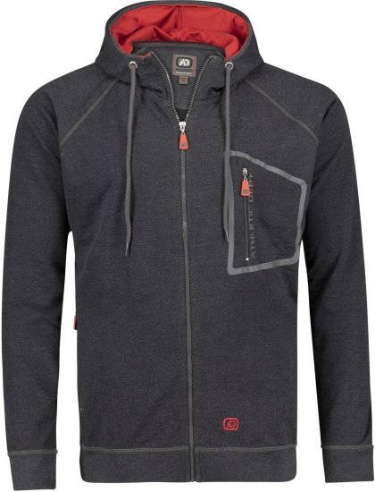 Adamo Michael Hoodie with Zipper Charcoal - φούτερ/Φούτερ με κουκούλα - φούτερ/Φούτερ με κουκούλα ανδρικά μεγάλα μεγέθη 